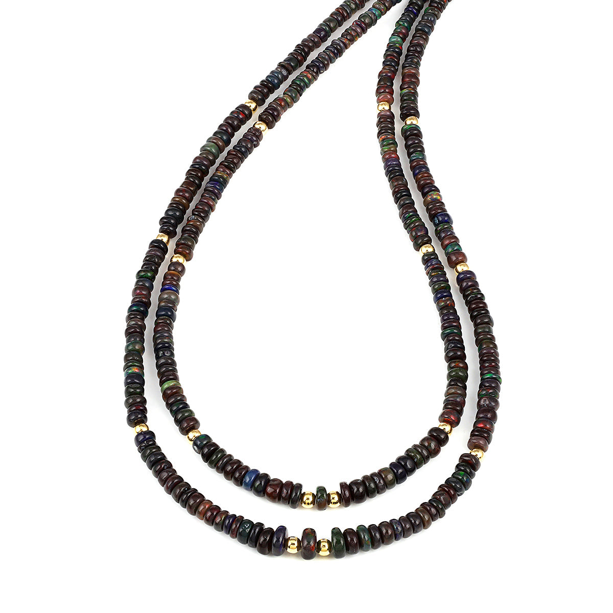 Ethiopian Black Opal Layered Silver Necklace