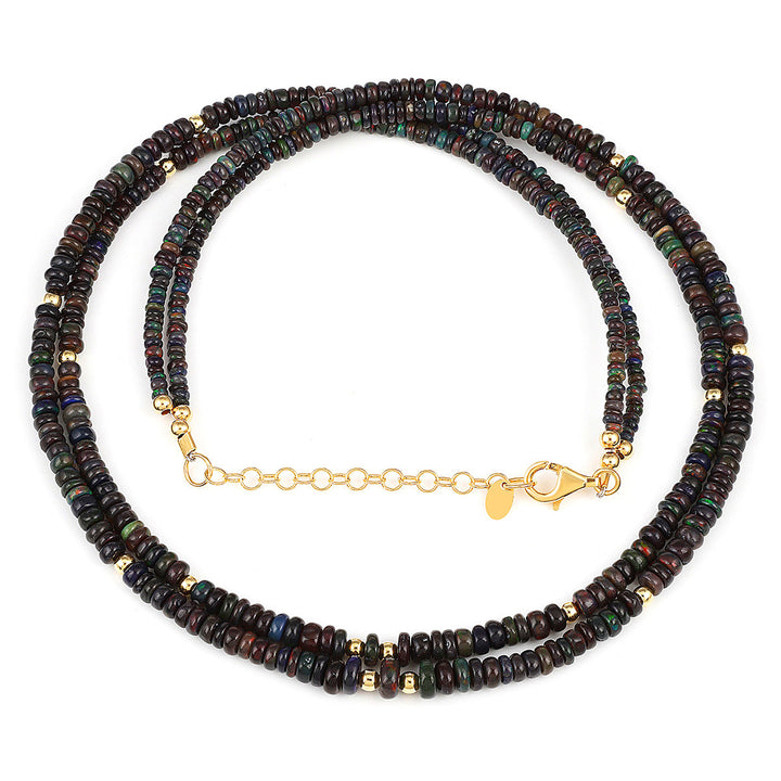 Ethiopian Black Opal Layered Silver Necklace