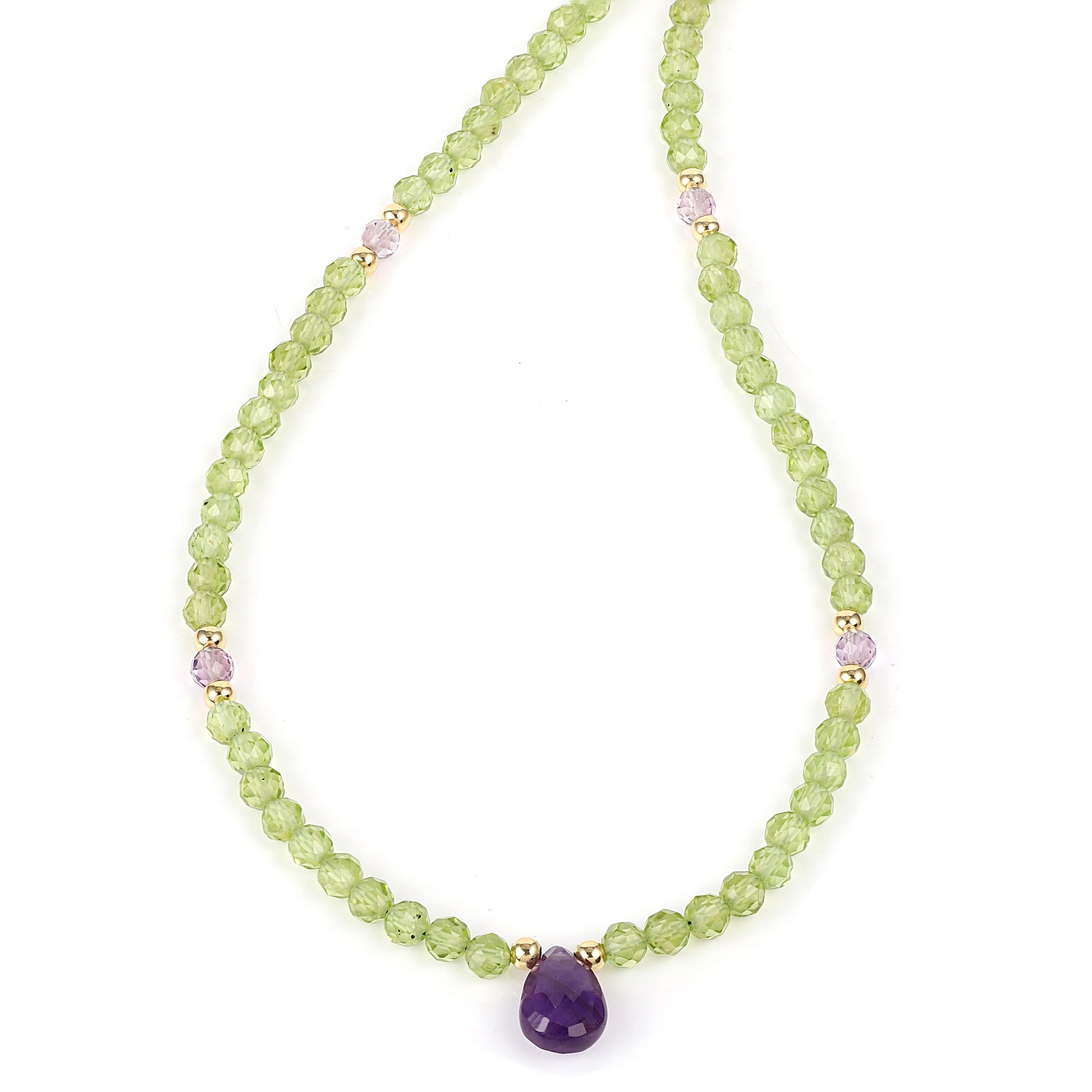 Sterling Silver Peridot and Amethyst Pendant Necklace