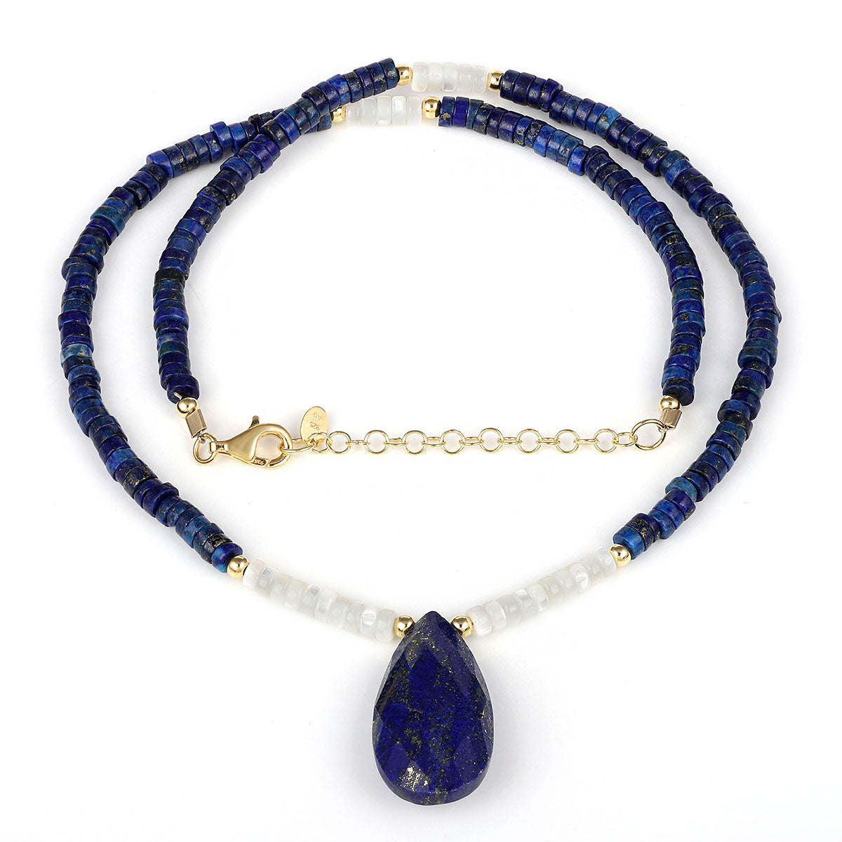 Lapis Lazuli and Mother of Pearl Silver Necklace