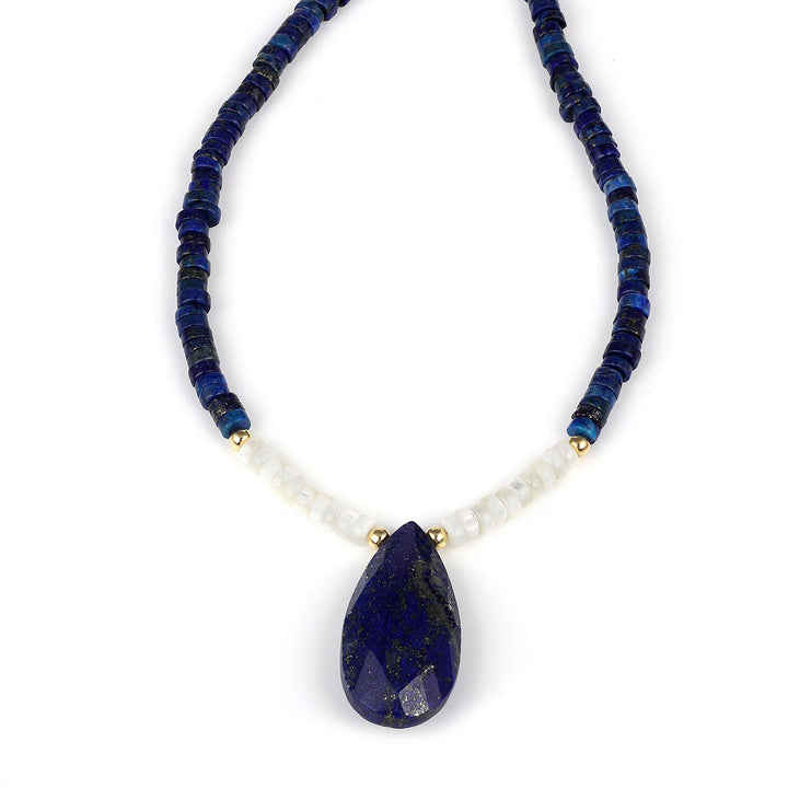 Lapis Lazuli and Mother of Pearl Silver Necklace