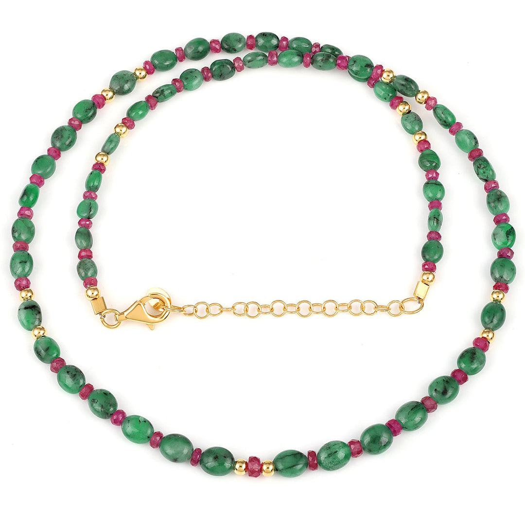 Ruby and Emerald Silver Necklace