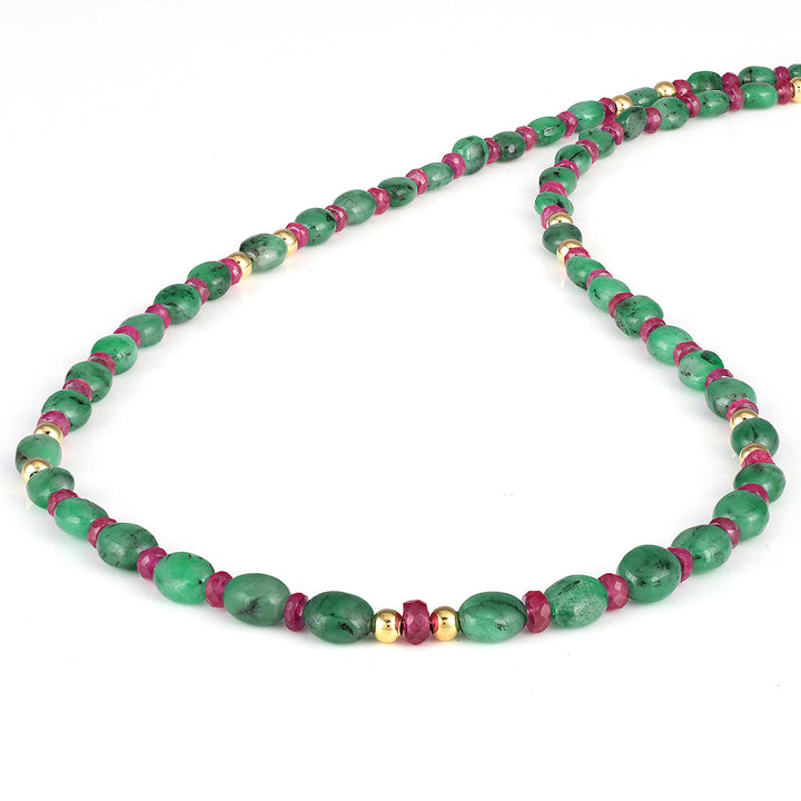 Ruby and Emerald Silver Necklace