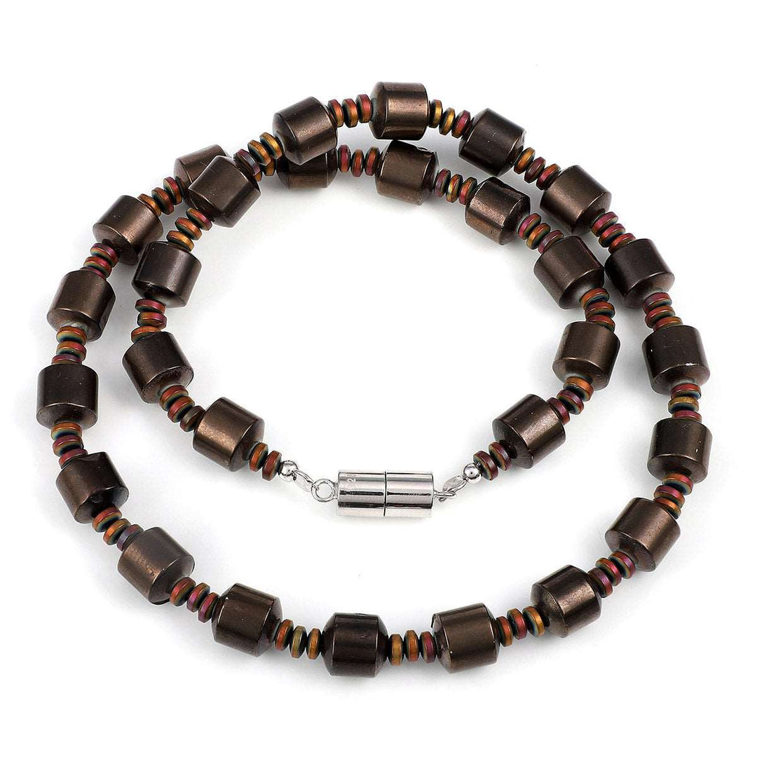 Brown Hematite Silver Choker Necklace