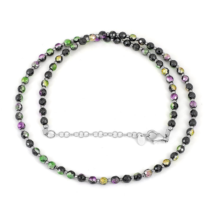 Multicolor Hematite Beads Silver Necklace