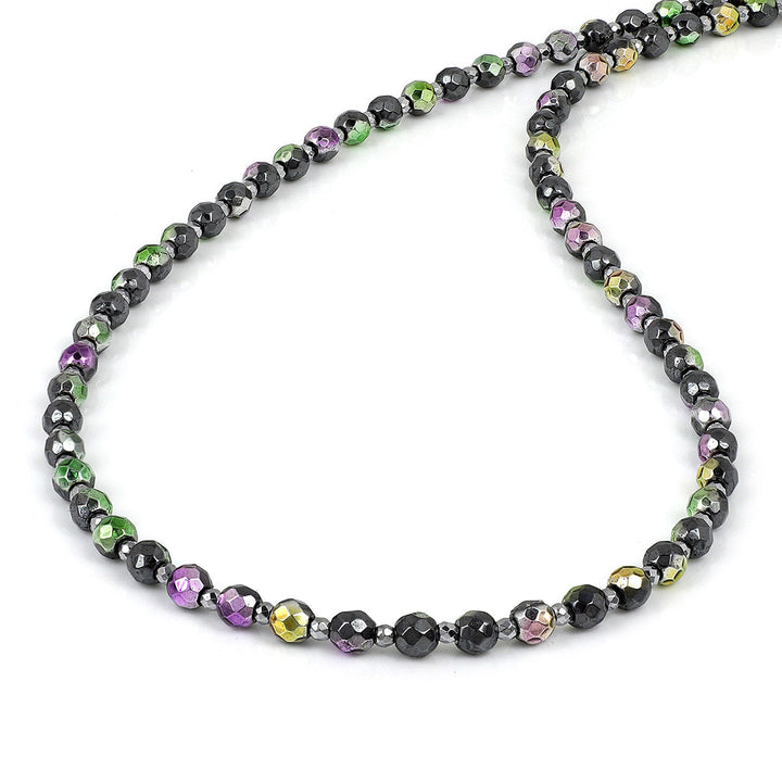 Multicolor Hematite Beads Silver Necklace