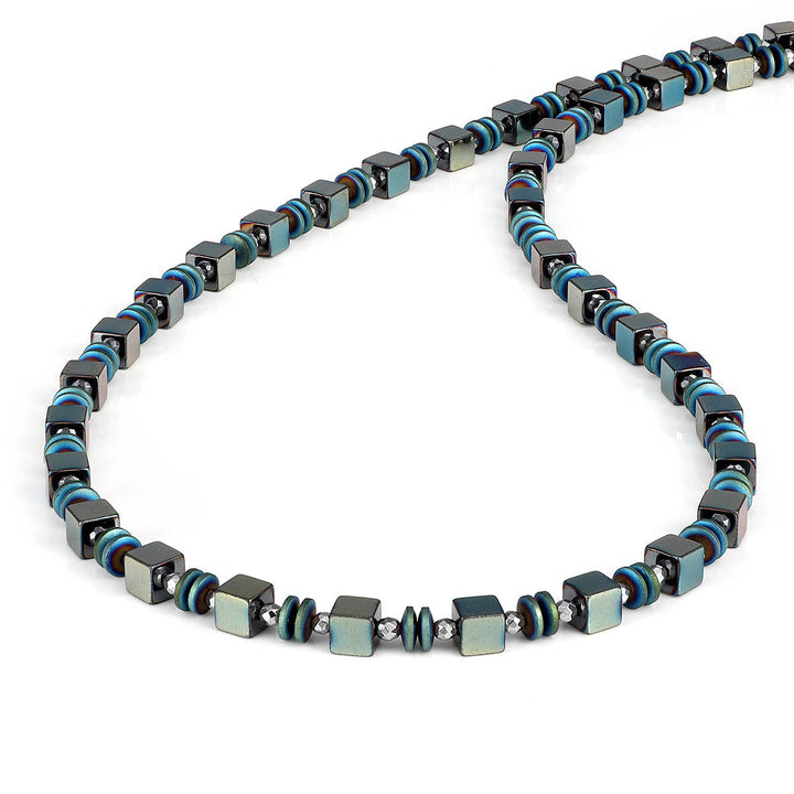 Mystic Hematite Beads Silver Necklace