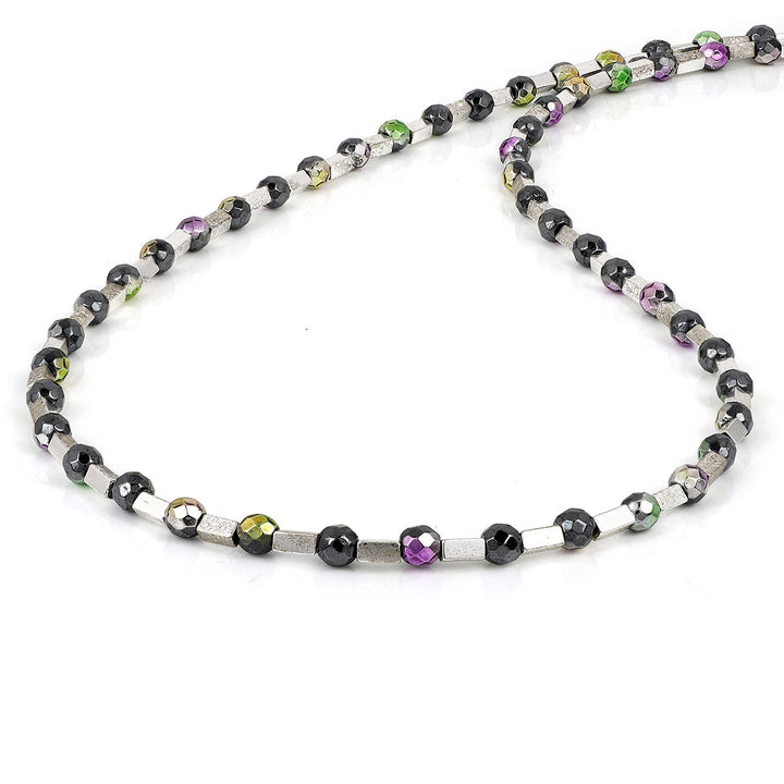 Hematite Beads Silver Chain Necklace