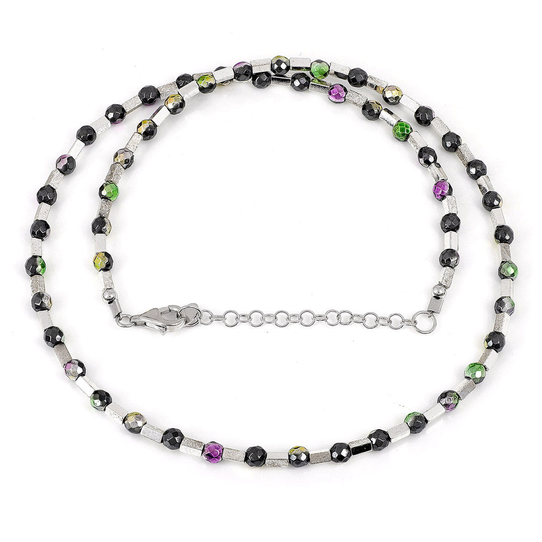 Hematite Beads Silver Chain Necklace