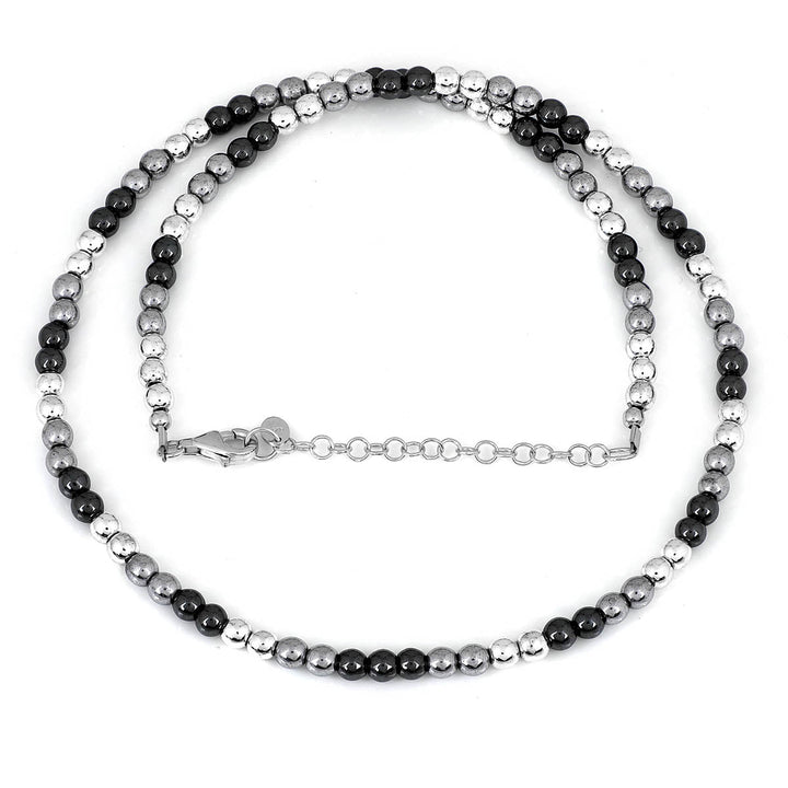 Sterling Silver Hematite Beads Necklace