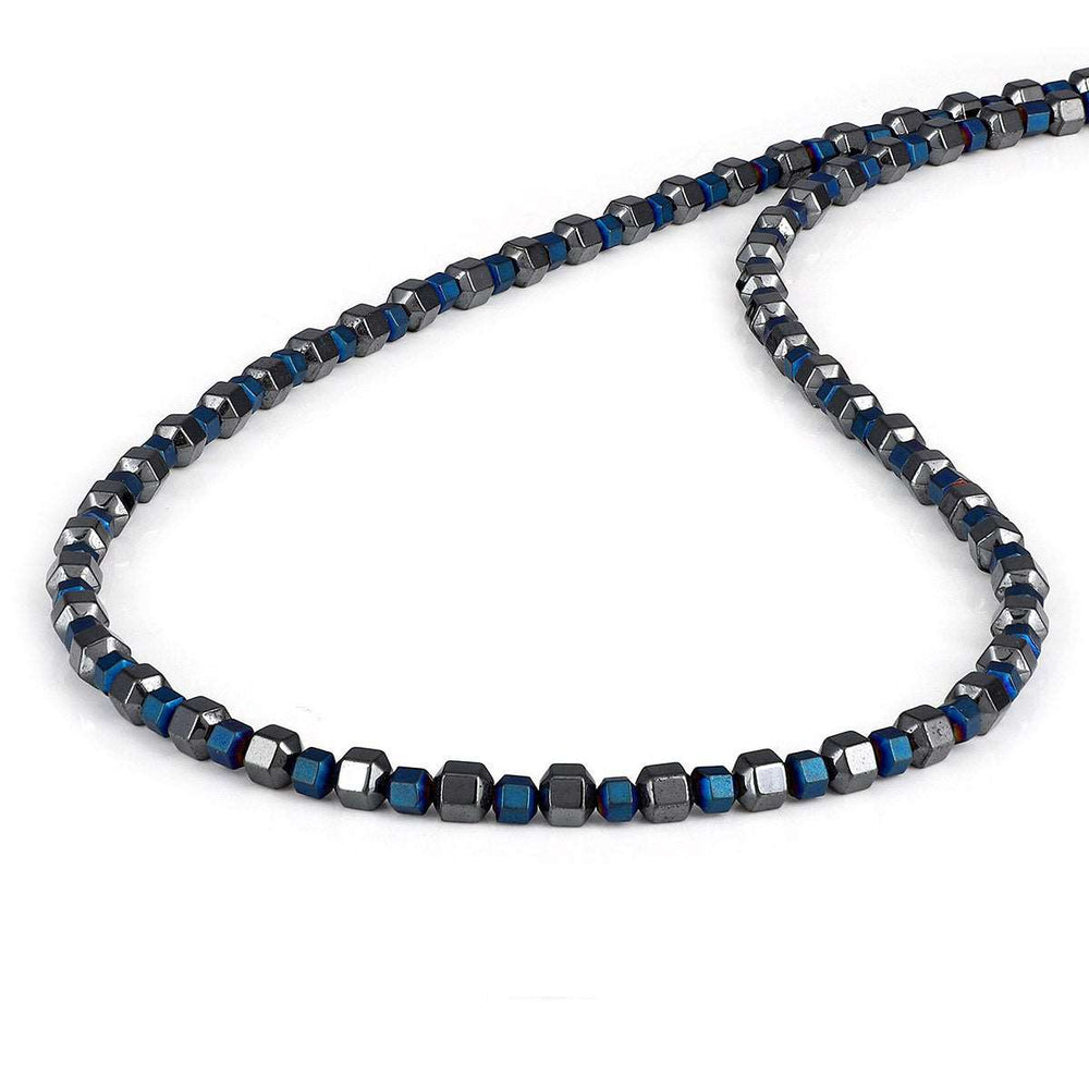 Black and Blue Hematite Silver Necklace