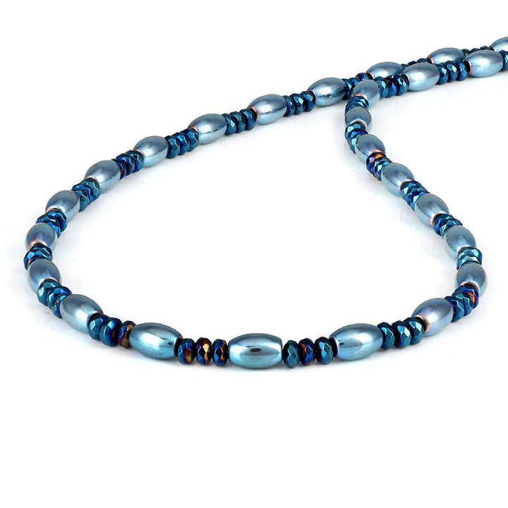 Blue Hematite Beads Silver Necklace