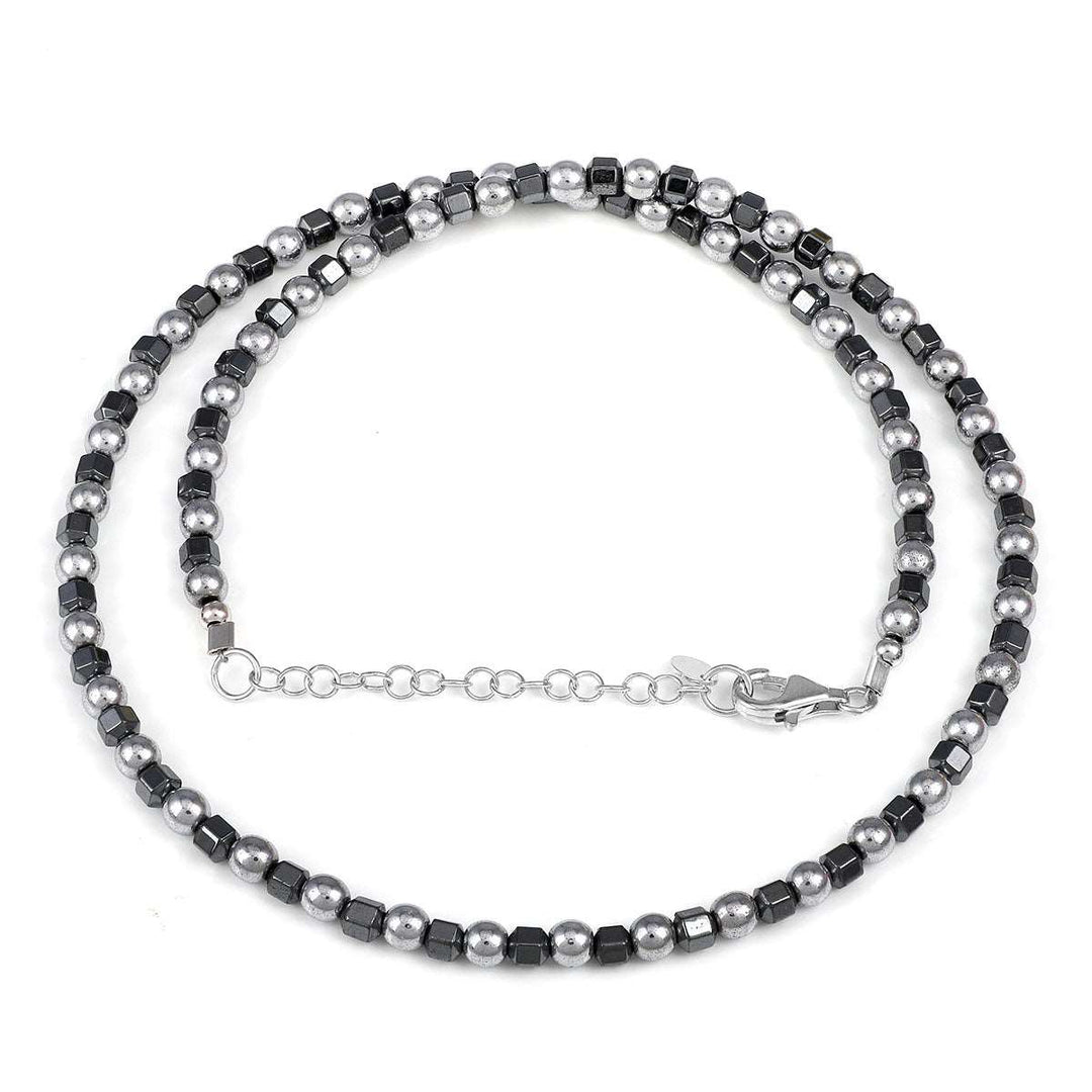 Black and Silver Hematite Beads Necklace