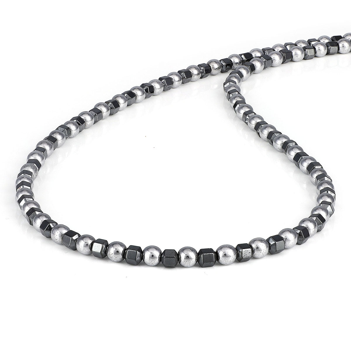 Black and Silver Hematite Beads Necklace