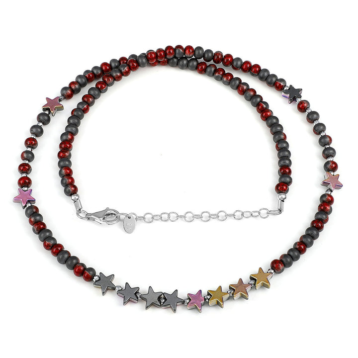 Multicolor Hematite Silver Necklace