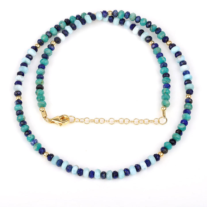 Lapis Lazuli, Larimar and Amazonite Silver Necklace