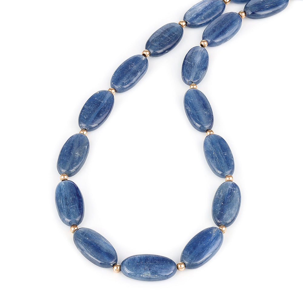 Sterling Silver Kyanite Oval Beads Necklace