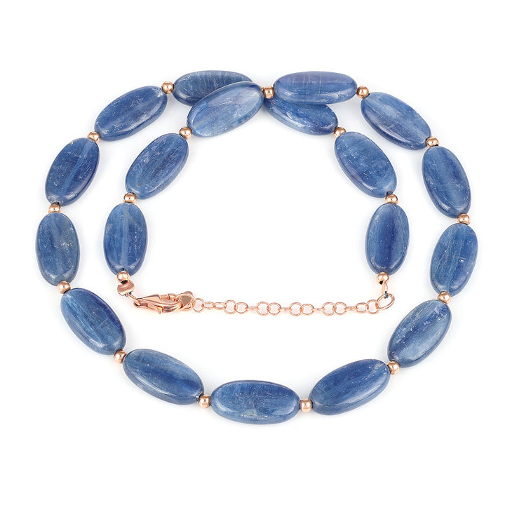 Sterling Silver Kyanite Oval Beads Necklace