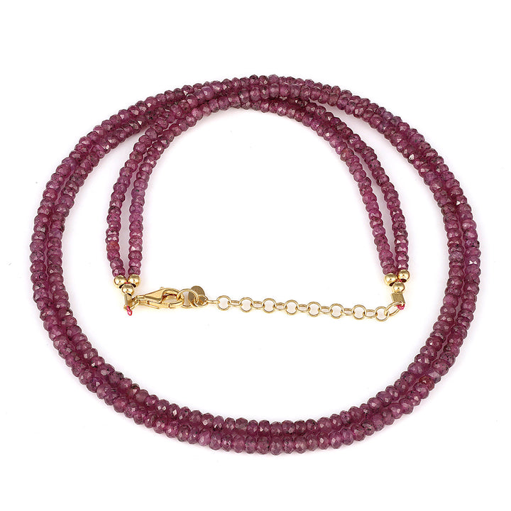 Ruby Beads Layered Silver Necklace