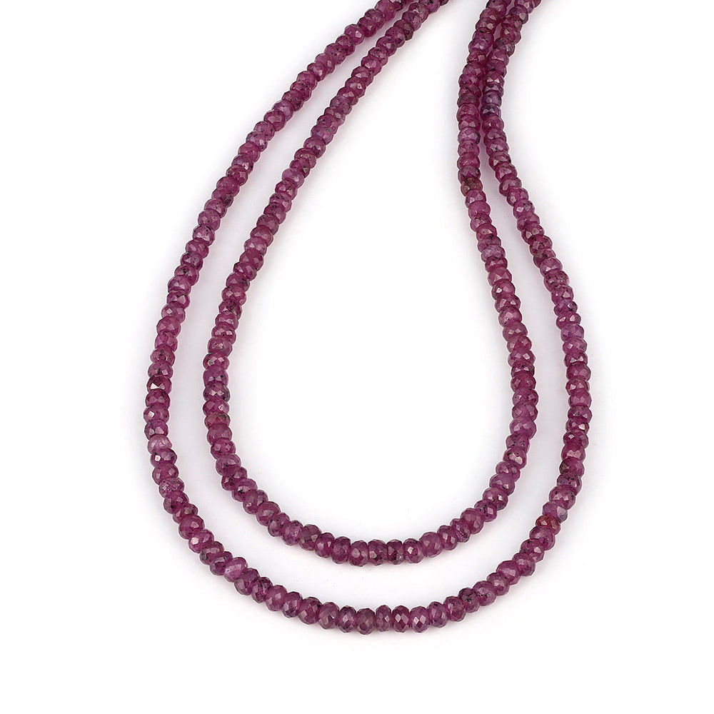 Ruby Beads Layered Silver Necklace