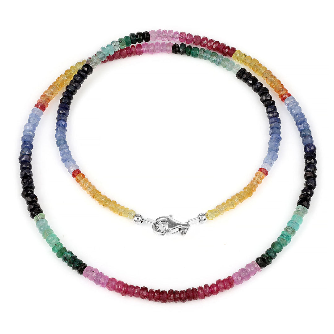 Sterling Silver Multi Sapphire Choker Necklace