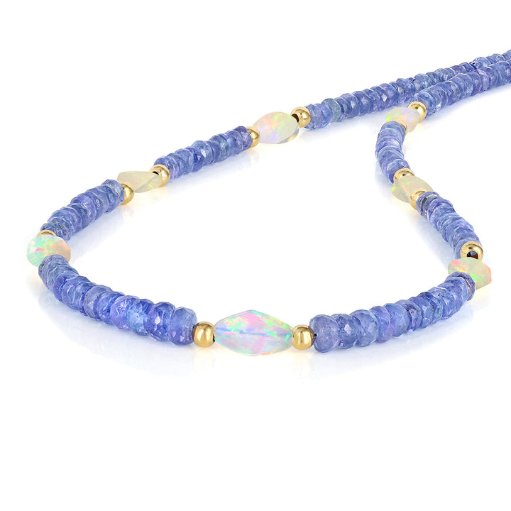 Sterling Silver Tanzanite and Ethiopian Opal Necklace