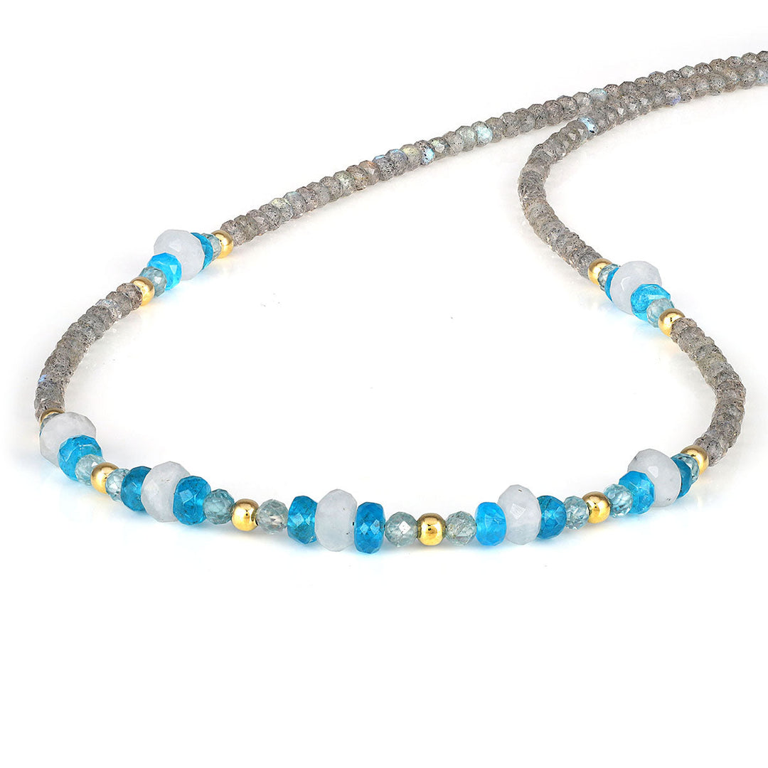 Multi Gemstone Beads 925 Silver Necklace