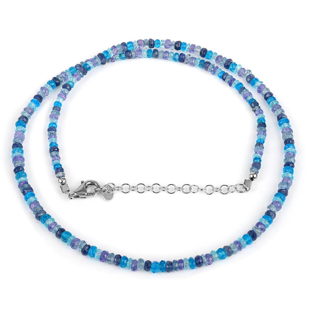 Multi Gemstone Beads Necklace 925 Silver