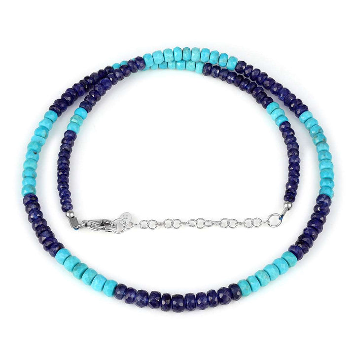Blue Sapphire and Turquoise Silver Necklace