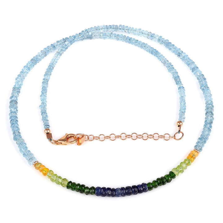 Multi Gemstone Beads Silver Necklace