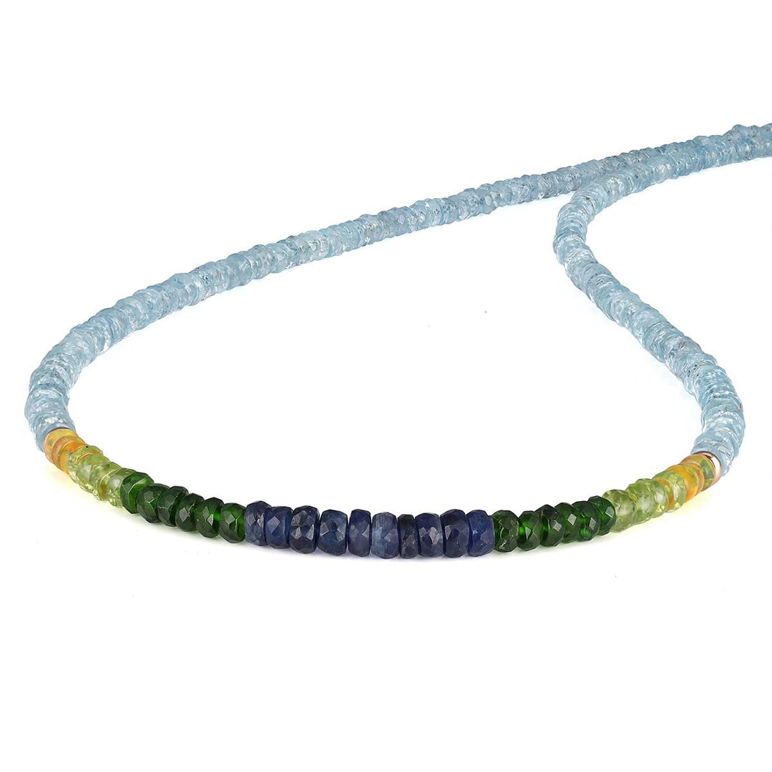 Multi Gemstone Beads Silver Necklace