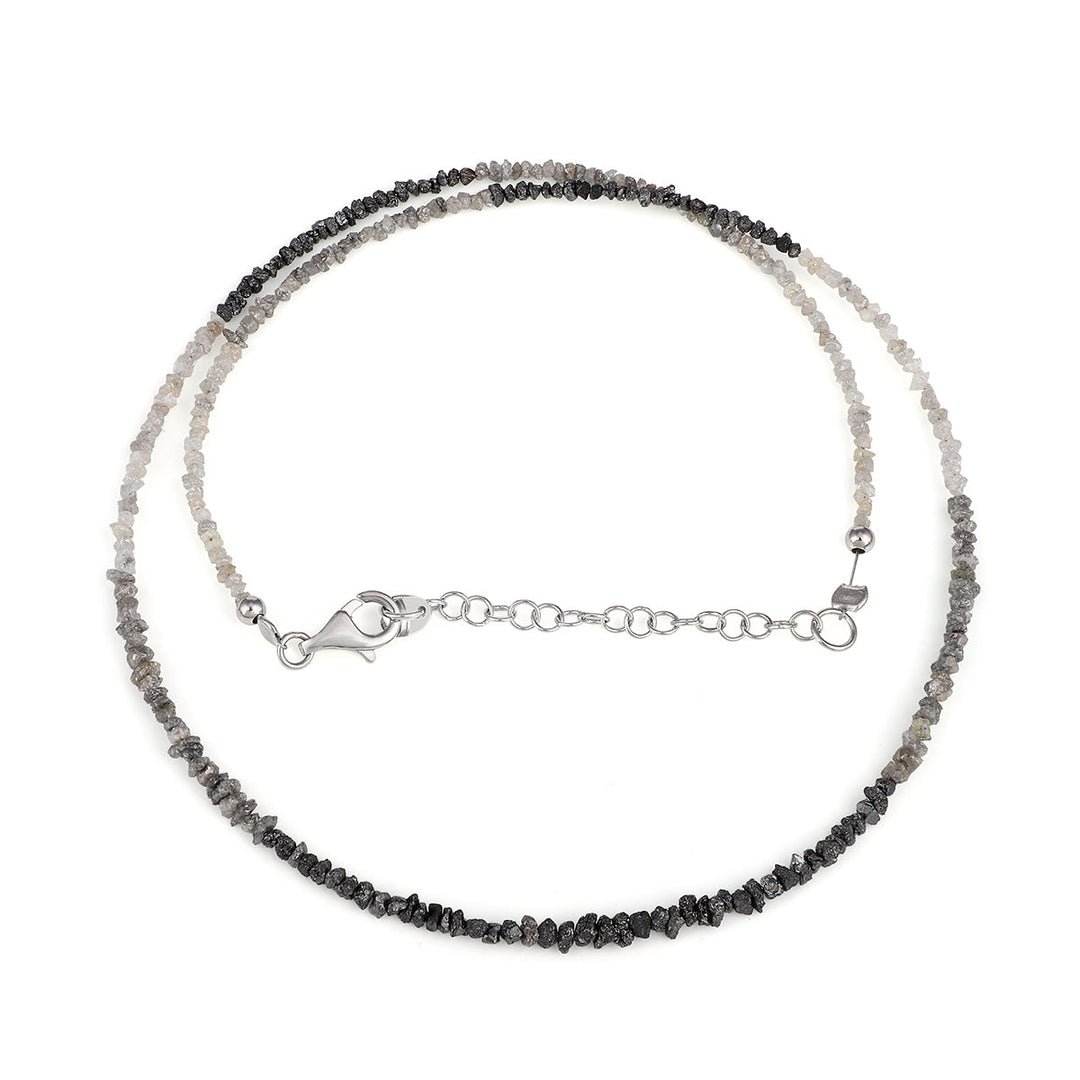 Gray, Black and White Diamond Silver Necklace