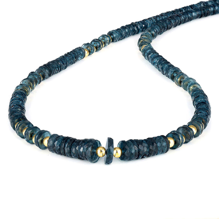 London Blue Topaz Beads Silver Necklace