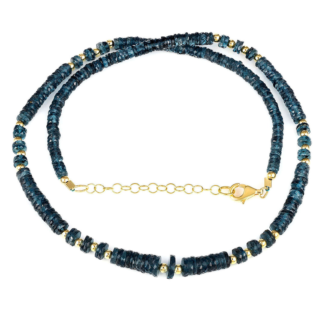 London Blue Topaz Beads Silver Necklace