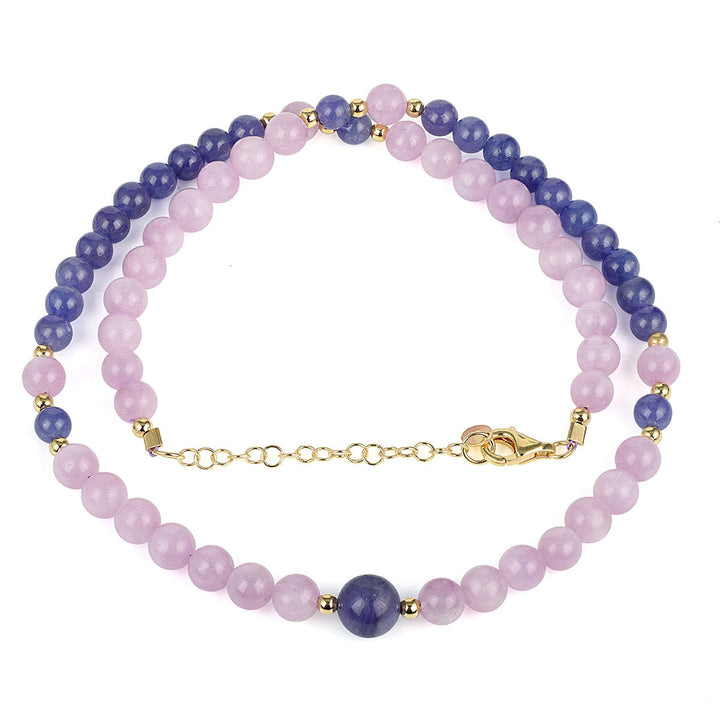 Tanzanite and Kunzite Silver Necklace