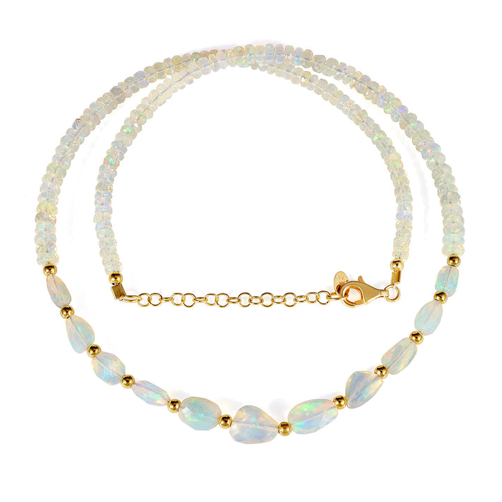 Ethiopian Opal Silver Chain Necklace