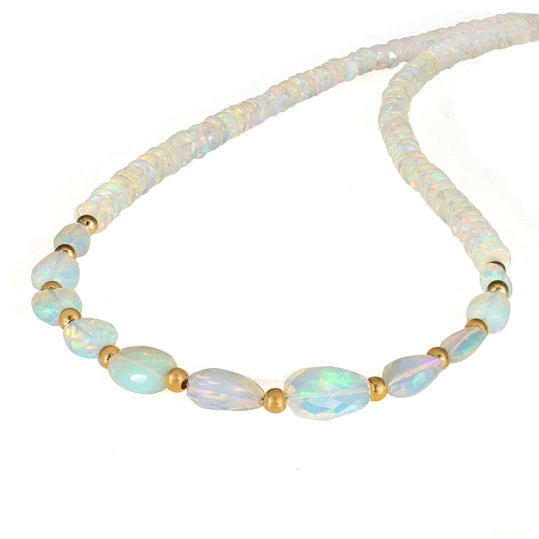 Ethiopian Opal Silver Chain Necklace