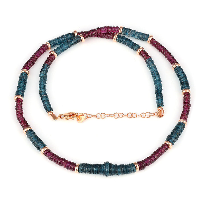 London Blue Topaz and Garnet Silver Necklace