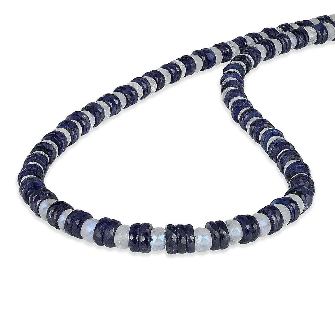 Blue Sapphire and Moonstone Silver Necklace