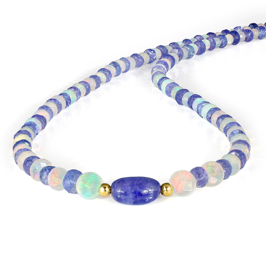 Tanzanite and Ethiopian Opal Silver Necklace