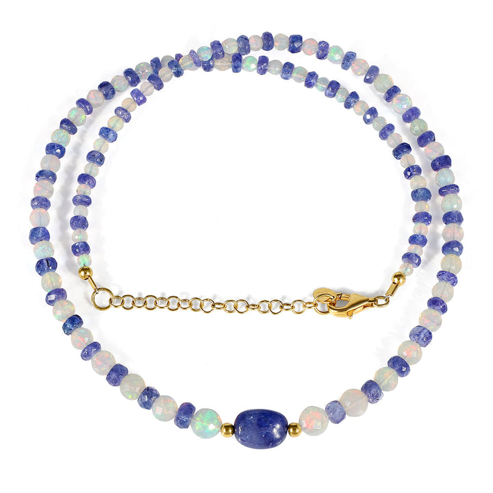 Tanzanite and Ethiopian Opal Silver Necklace