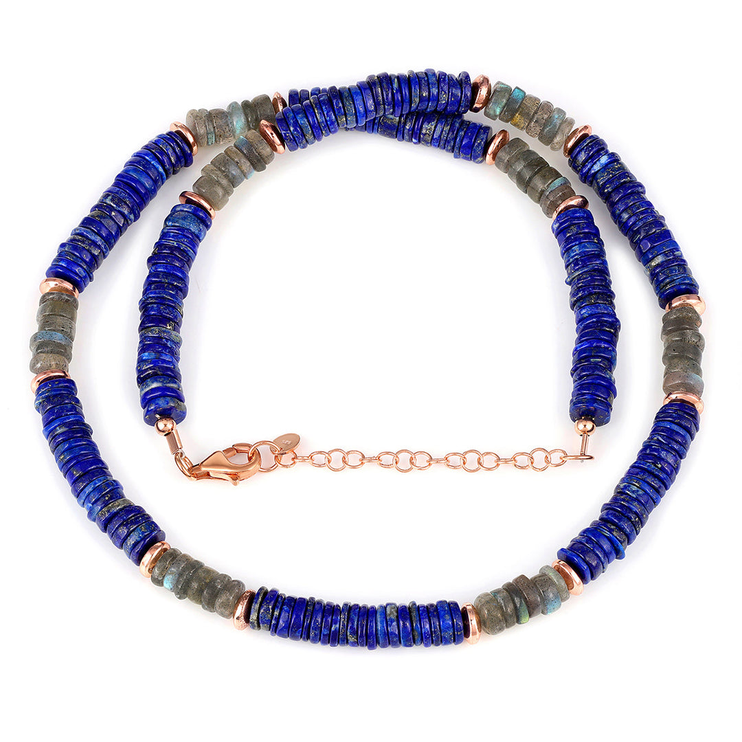 Lapis Lazuli, Labradorite and Hematite Silver Necklace