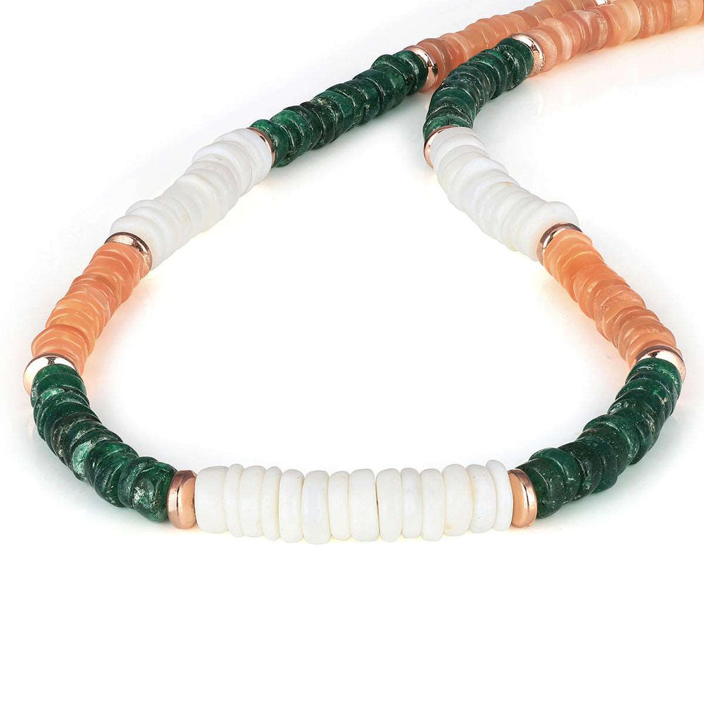 Aventurine, Moonstone and Opal Silver Necklace