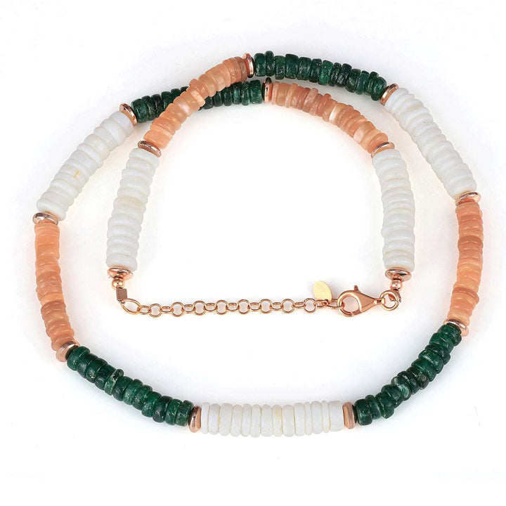 Aventurine, Moonstone and Opal Silver Necklace