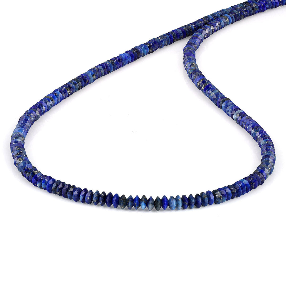 Lapis Lazuli Saucer Beads Silver Necklace