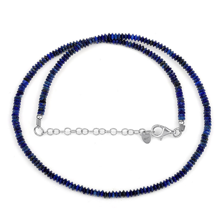 Lapis Lazuli Saucer Beads Silver Necklace