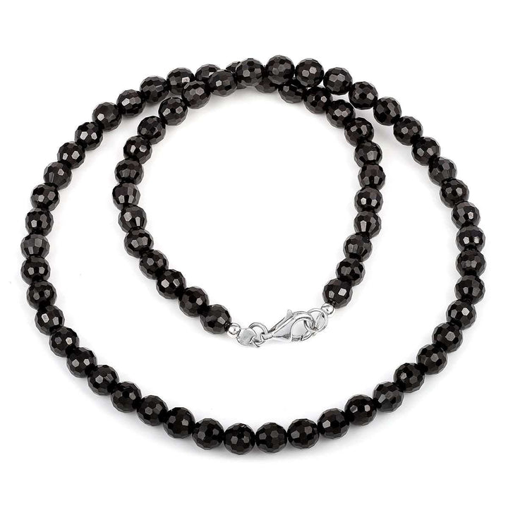 Black Spinel Choker Silver Necklace