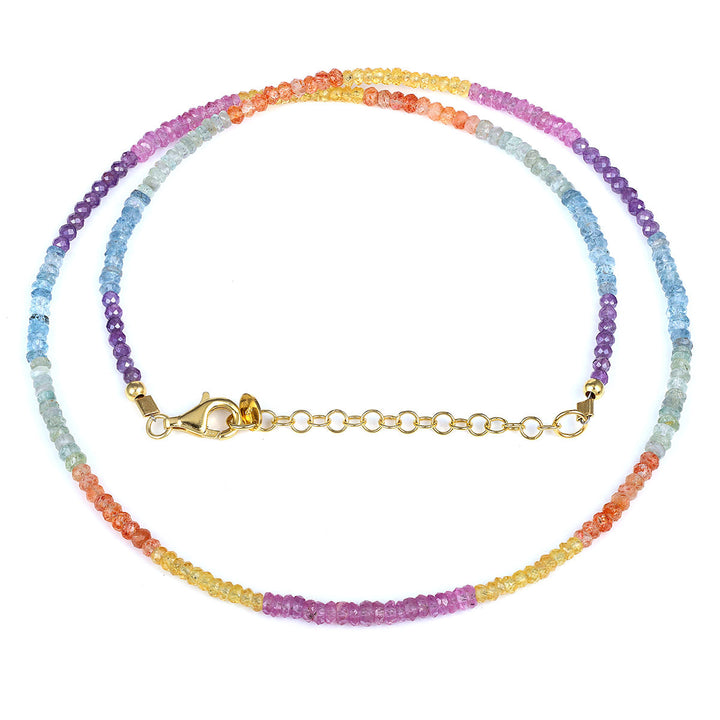 Multi Gemstone Beads Silver Necklace