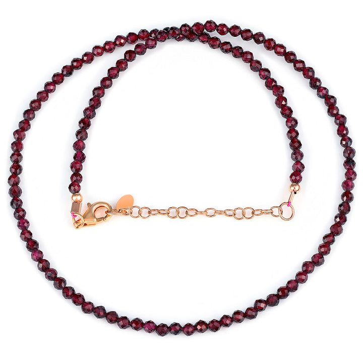 Garnet Beads Silver Necklace