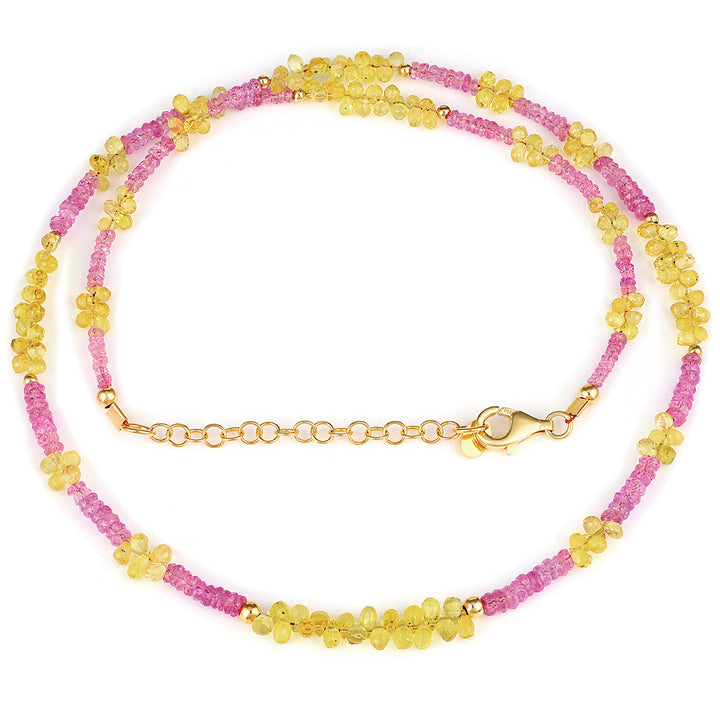 Yellow and Pink Sapphire Silver Necklace